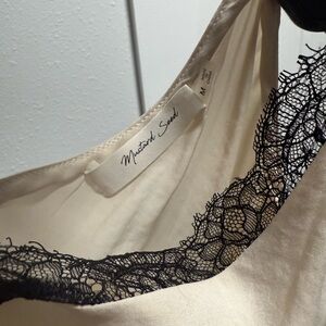 Mustard Seed Women's Cream and Black Lace Trim Camisole